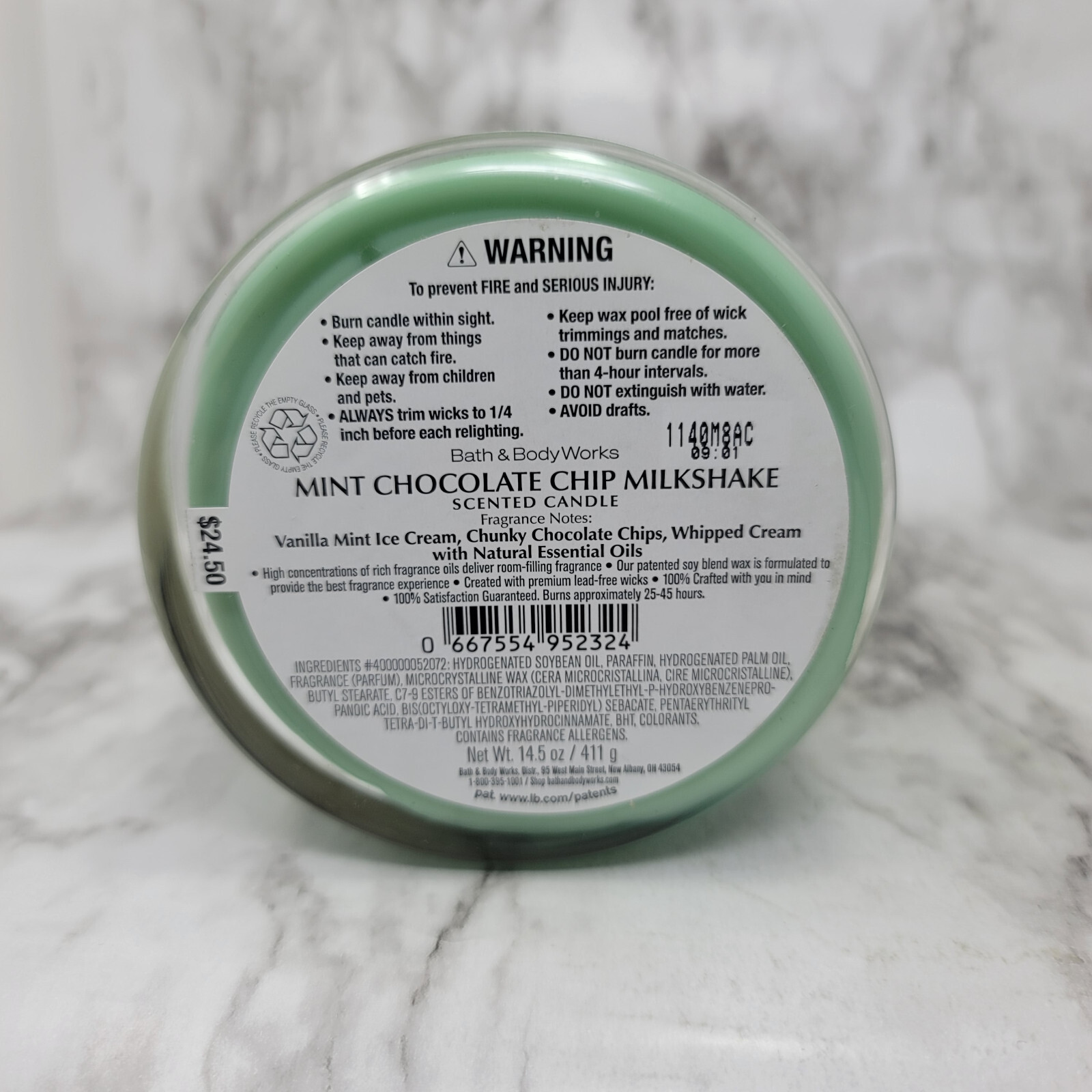 Bath & Body Works Mint Chocolate Chip Milkshake 3-Wick Candle gallery