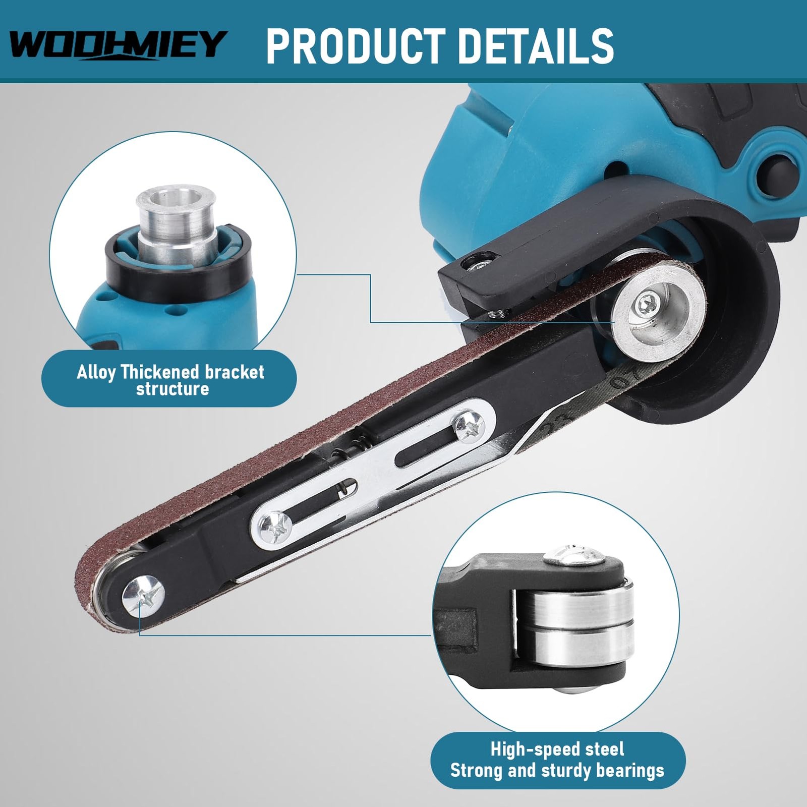 Cordless Belt Sander, 16.8V Lithium Battery, 7000RPM, 15 Sanding Belts(80-100... gallery