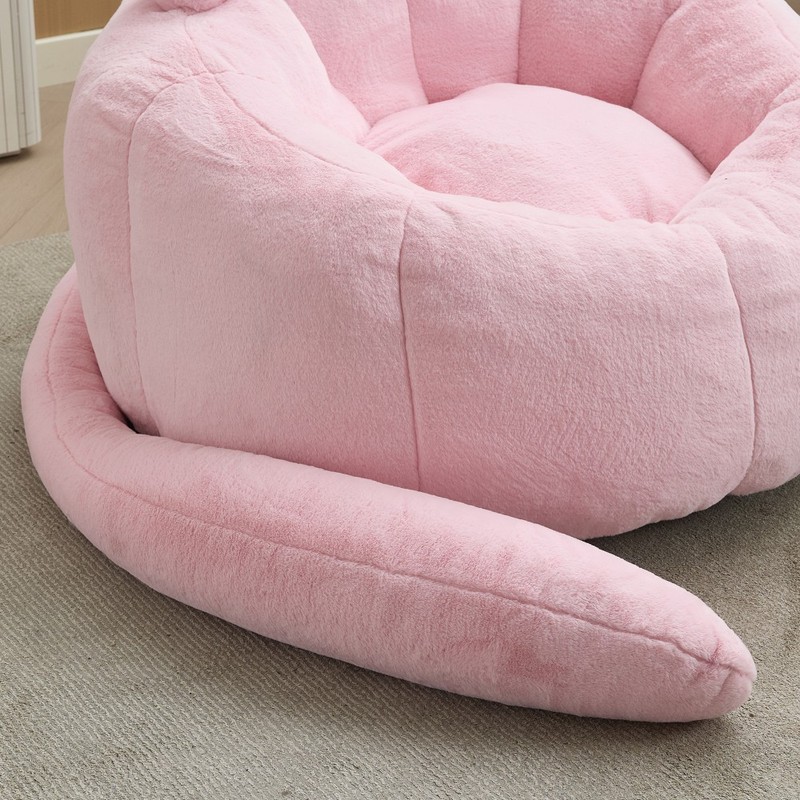 Pink Cat-Shaped Bean Bag Sofa, No Assembly, for Living Room & Bedroom gallery