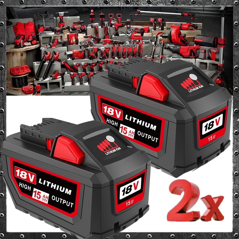 2Packs 15.0Ah 18-Volt For Milwaukee For M18 48-11-1880 18V Battery High Output gallery