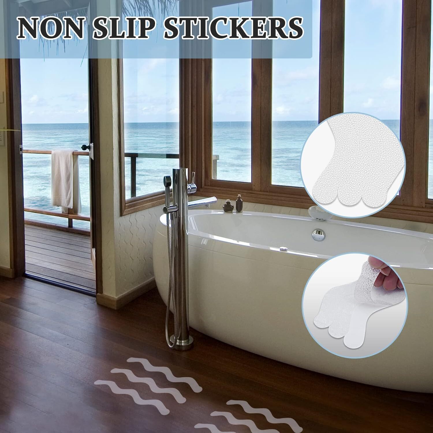 Colourtree 24 Pack S Wave Non-Slip Shower Stickers - Transparent Safety Strips gallery