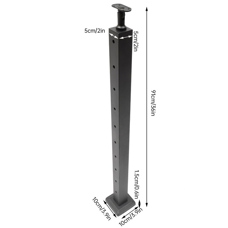 Level drilled Cable Railing Post 36"x2"x2"(Post Body 33") Stainless Steel Black gallery