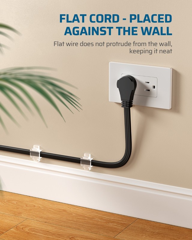 DEWENWILS 10FT Flat Plug Extension Cord, 360° Rotating Plug,13A/125V/1625W, ETL gallery