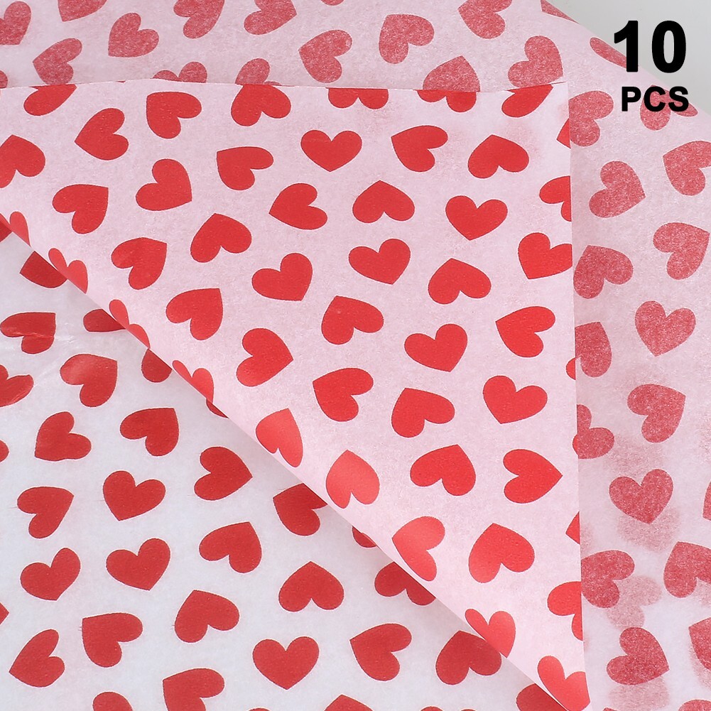 10PCS Valentine's Wrapping Paper-Red Heart Design for Weddings&Special Occasions gallery