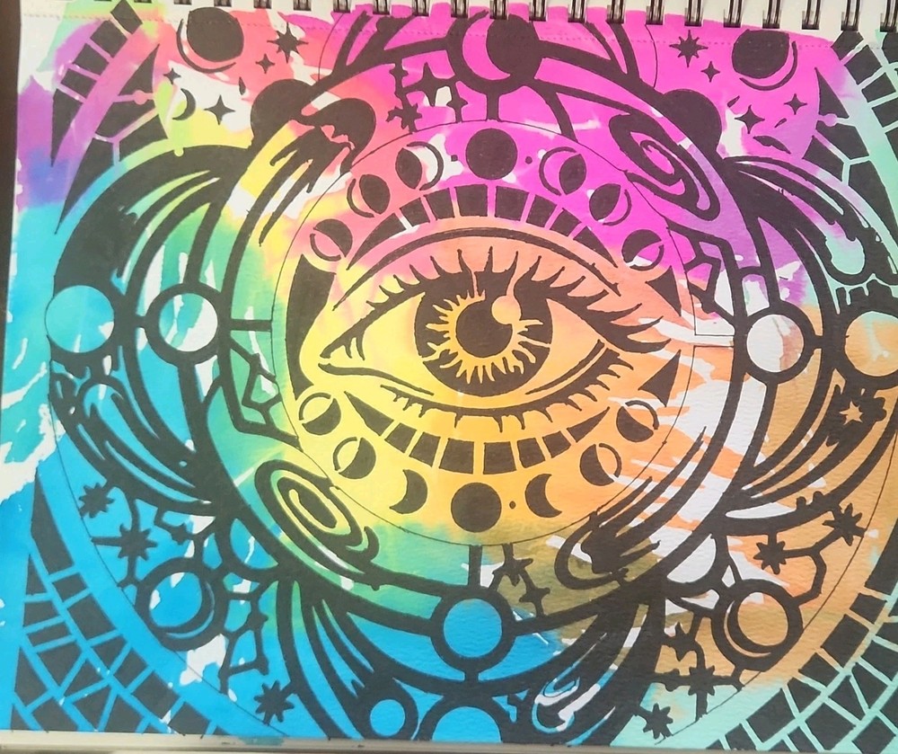 A5 Spiral-Bound Notebook Journal, Multicolor Abstract Eye Modern Art Design
