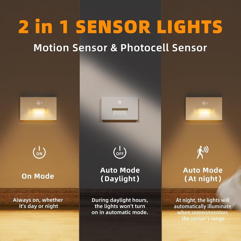 Stair Lights Motion Sensor Indoor Outdoor, 5CCT Dimmable LED Step Lamp with Swit gallery