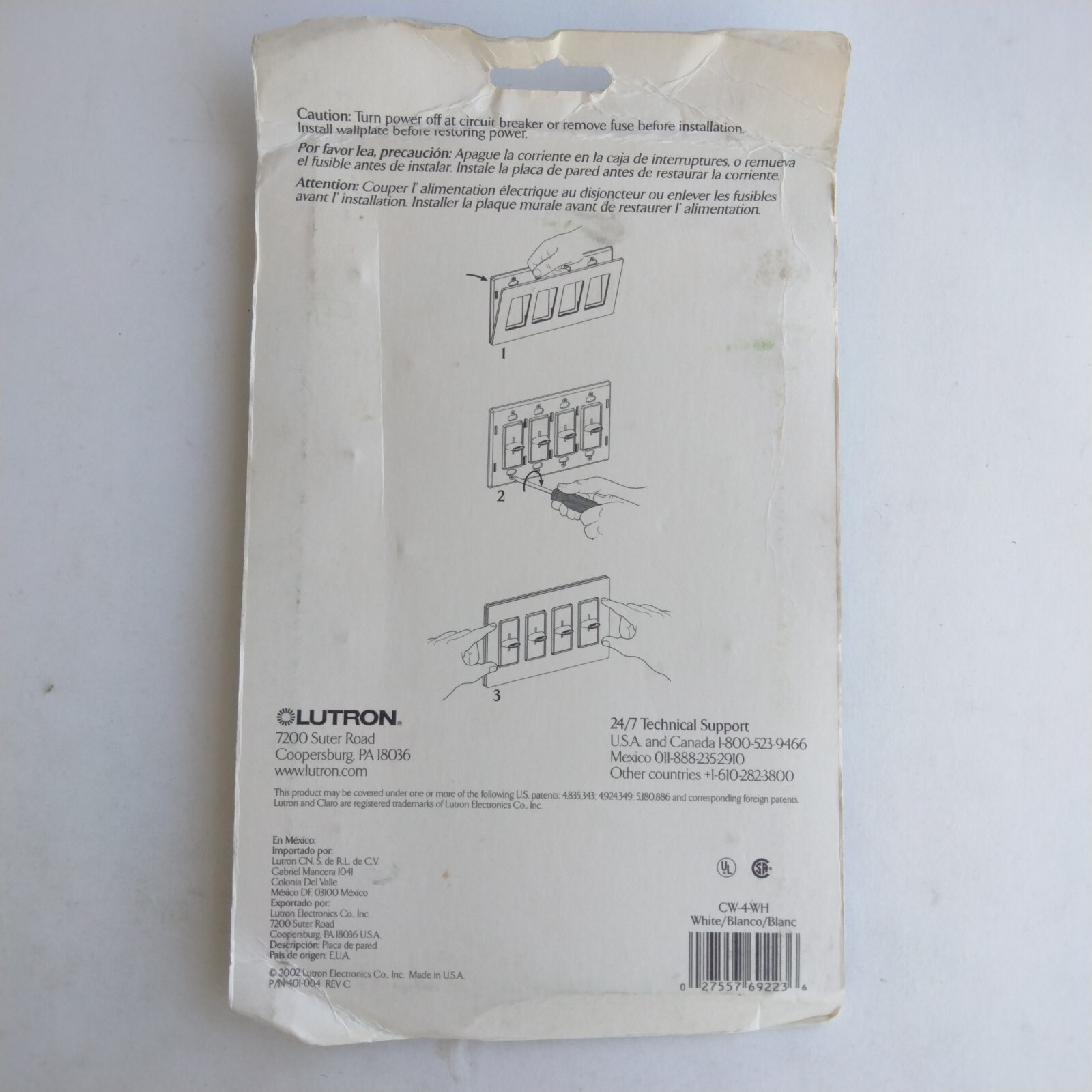 Lutron Clairo Designer Wall Plate Gloss Finish No Visible Screws Cw-4-wh Slot gallery