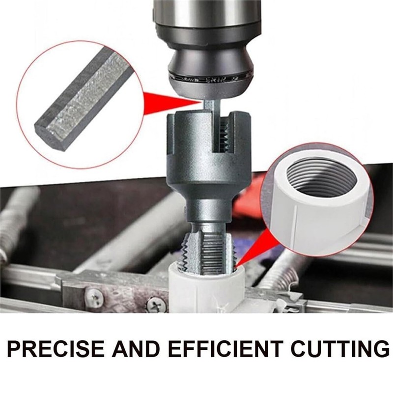 Integrated Internal & External Pipe Threading Tool Steel PVC Pipe Threader Kit gallery