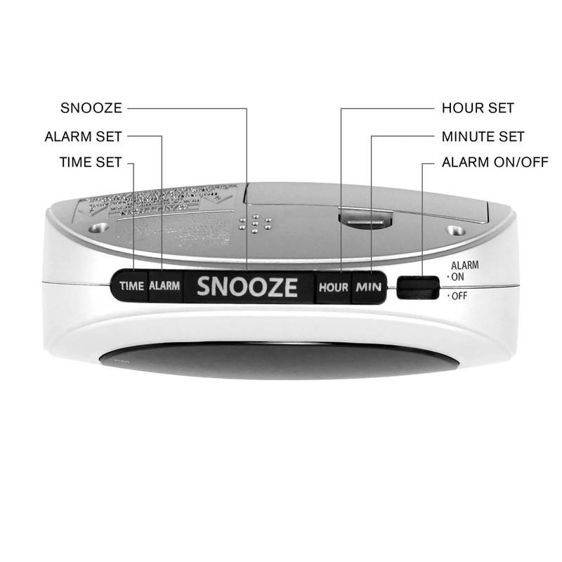 Digital Sharp Alarm Clock, Cosmic Silver, Easy to Set Controls, Red LED Display gallery