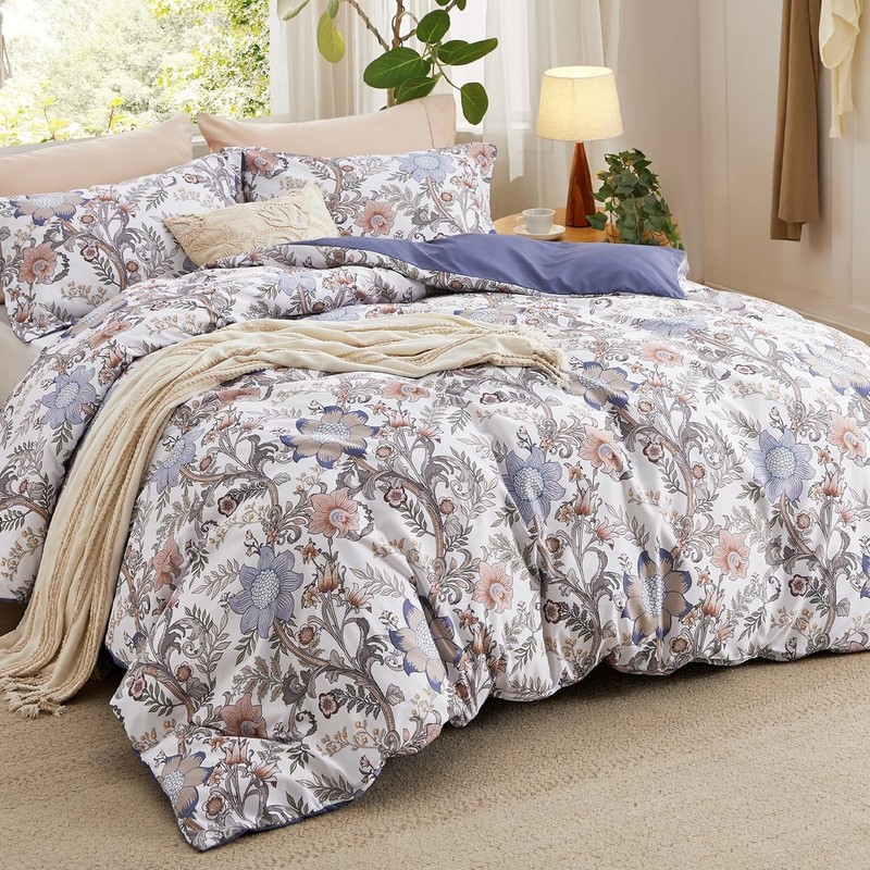 Down Comforter Cover Set - Reversible BlueFloral DownComforter Cover 3-PieceSet gallery