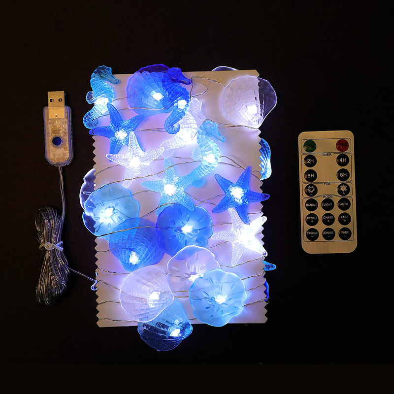 17.5Ft Cold White Beach String Light Seashell Starfish Fairy Light for Party gallery