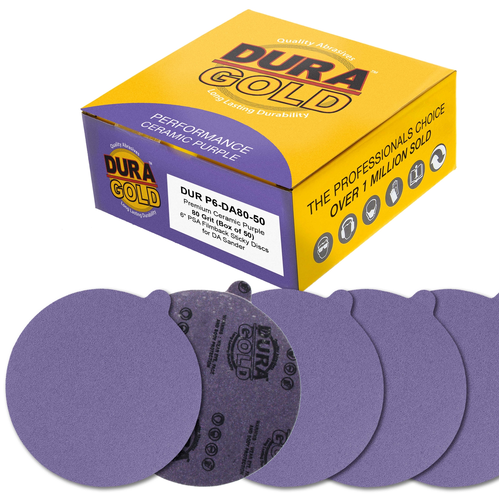 80 Grit 6" PSA Ceramic Sanding Discs, Box of 50 - Self Adhesive Sandpaper gallery