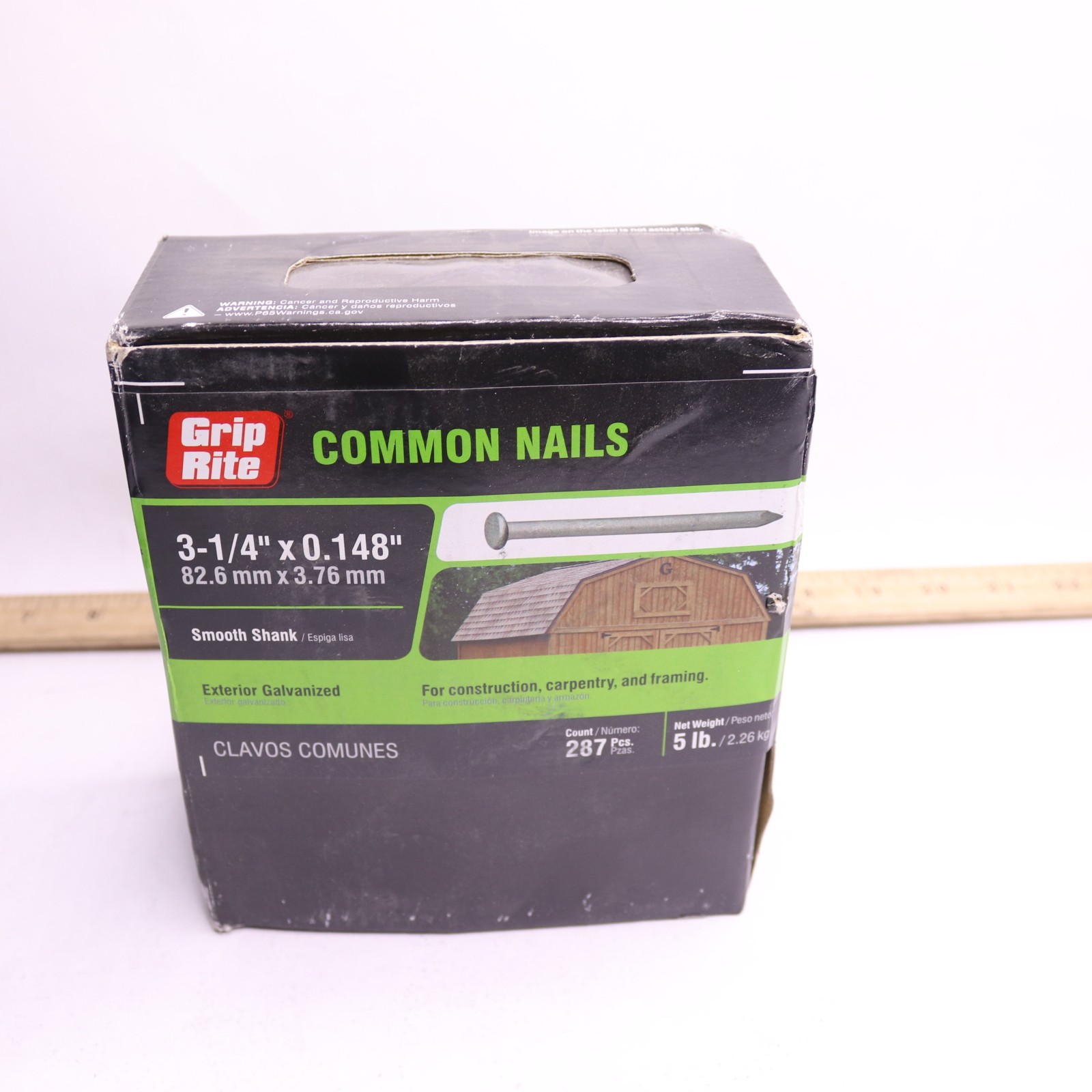 (287-Pk) 5lb Grip Rite Common Nails Flat Head Hot-Dipped Galvanized 12D 3-1/4 gallery