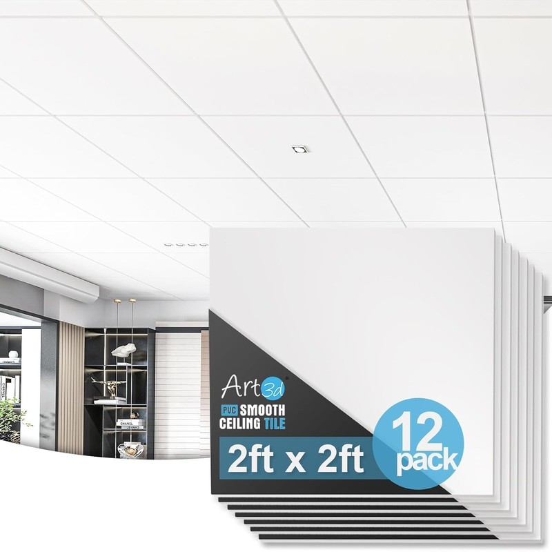Durable 2ft x 2ft Ceiling Tiles - 12-Pack White Panels for Easy Installation gallery