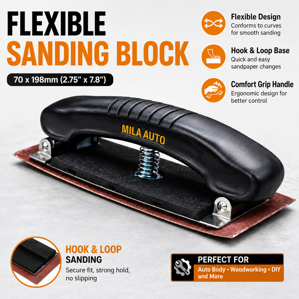 2.75" x 7.8" Hook & Loop Hand Sanding Block Auto Body Sandpaper Holder