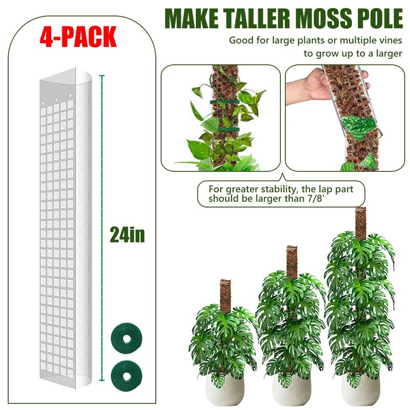 4 Packs Moss Poles Climbing Plants Stackable & Refillable Plastic Support Stakes gallery