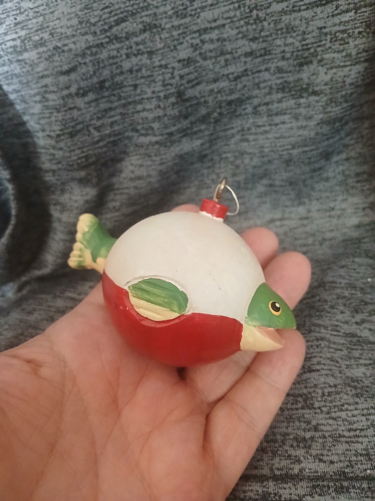 Hanging Fish Ornament White Red Green Less Than 5 in Height w/ String gallery