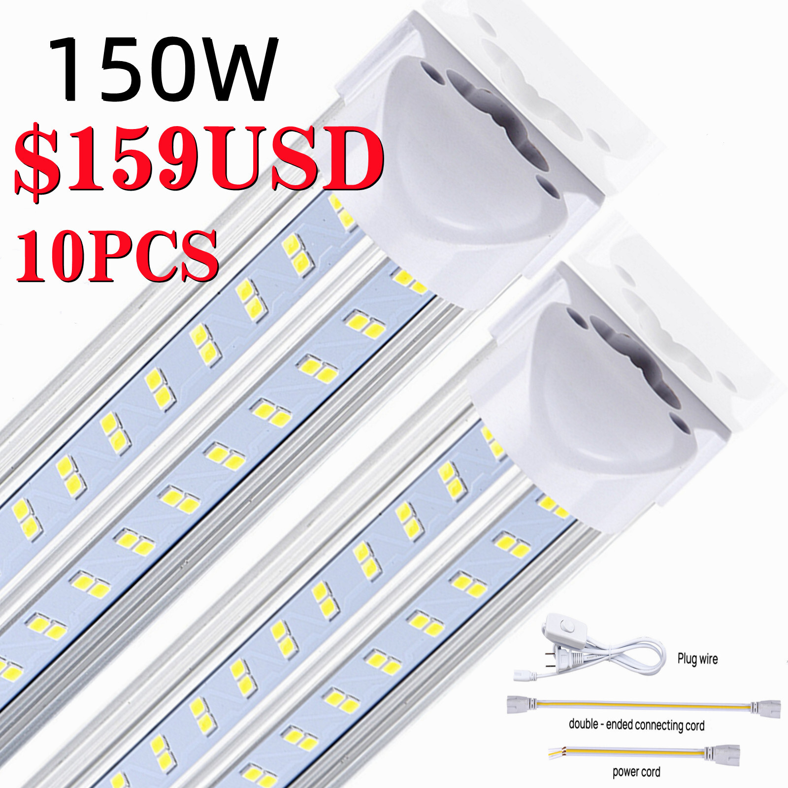 10 Pack 8 Foot Led Shop Lights 8FT Led Tube Light 150W T8 Integrated 8' Fixtures gallery