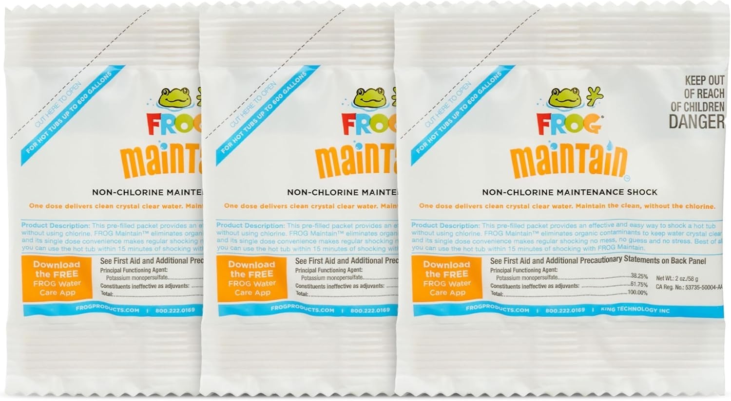 FROG Maintain for Hot Tubs Non-Chlorine ShockSingle Dose Packets 2oz, 3 Pack gallery
