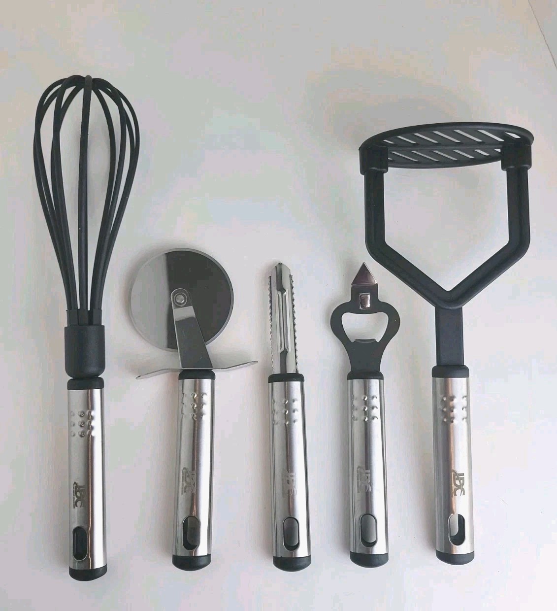 Lux Decor Collection® 5 Kitchen Tools: Peeler, Opener, Pizza Wheel, Whisk, Pot M gallery