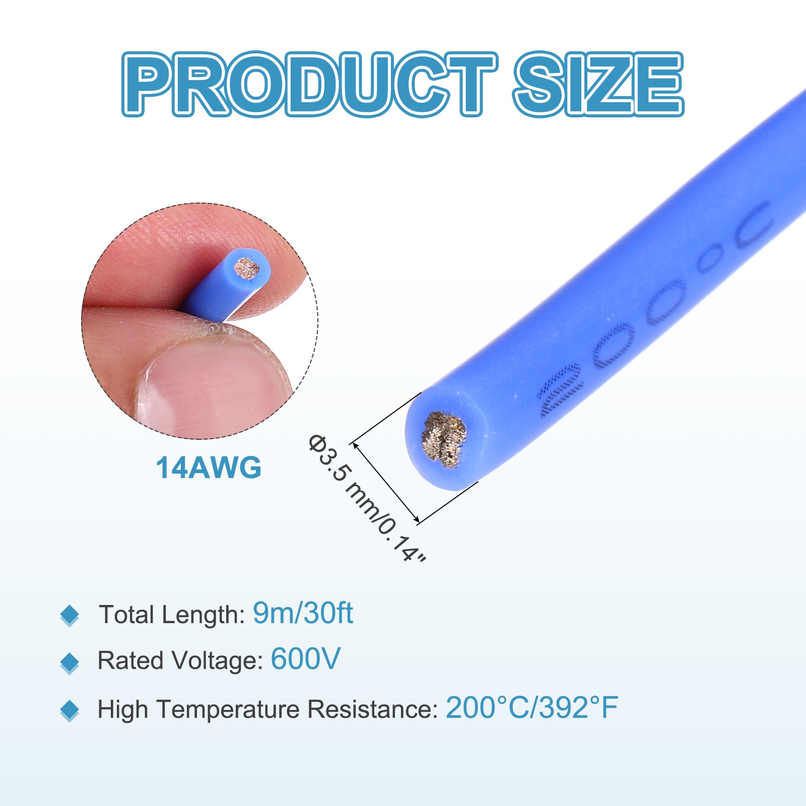 14 AWG Flexible Silicone Wire 9m/30ft, Tinned Copper Electrical Wire, Blue gallery