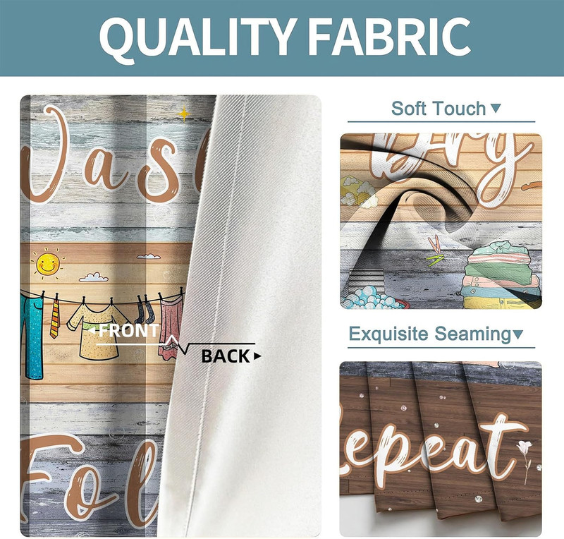 Laundry Curtains for Windows 4263Inch Wash Dry Fold Repeat Wooden Blackout Curta gallery