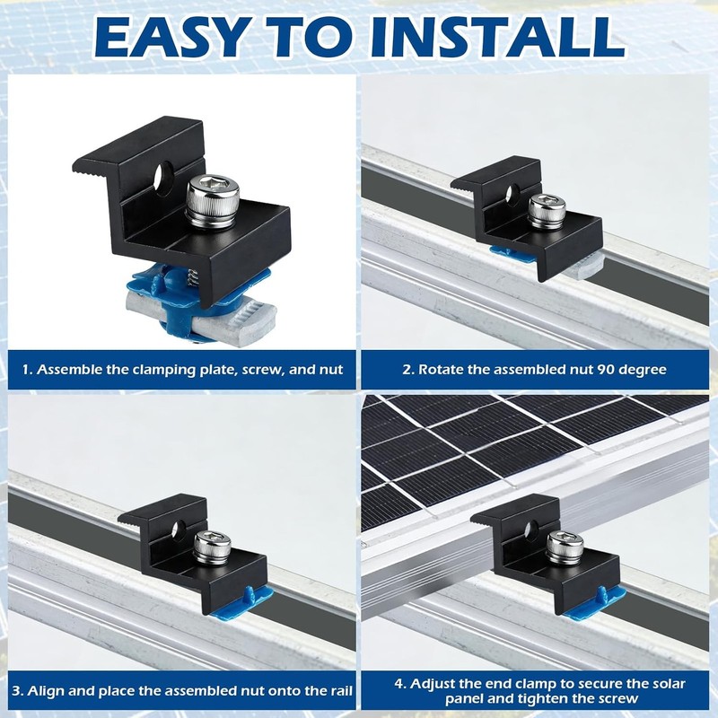10pcs Solar Panel End Clamp Compatible with Standard Unistrut, Premium Aluminum gallery