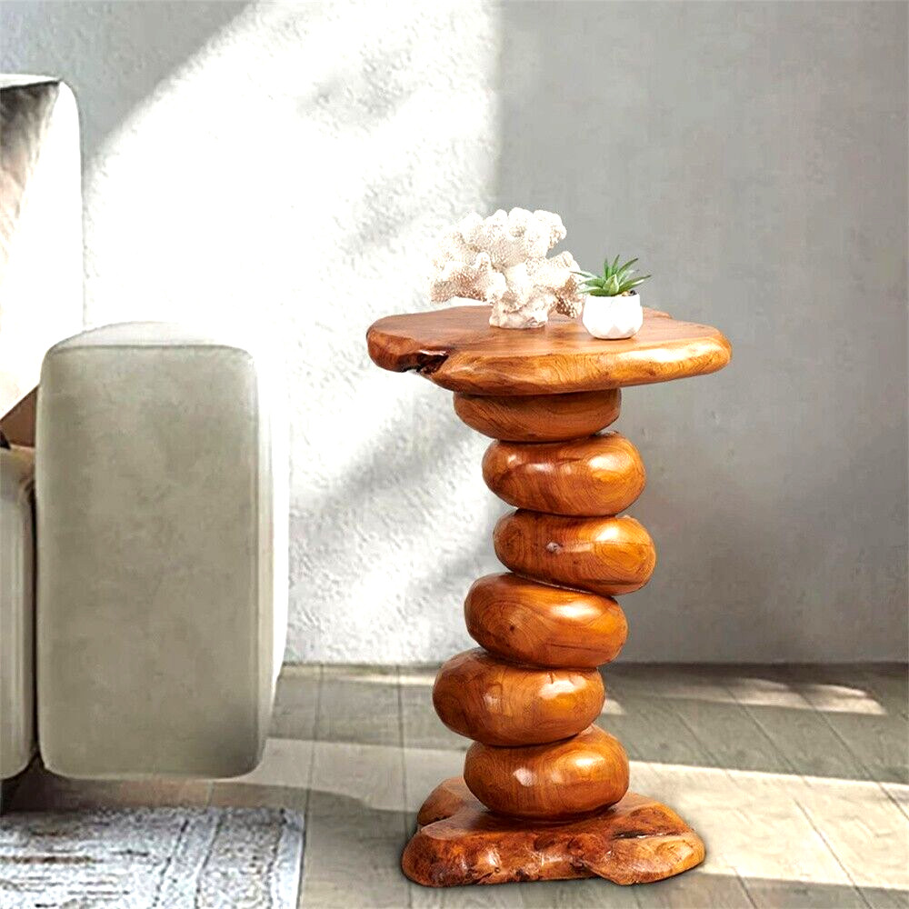 GREENAGE Cedar Roots Multibeads Stand Stool Tree Stump Side Table 23.6" H Rustic gallery
