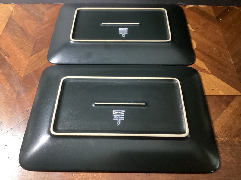 2x Ikea Dinera Rectangle Dinner Plates BLACK 11.5" x 7-7/8” Romania #18691 gallery
