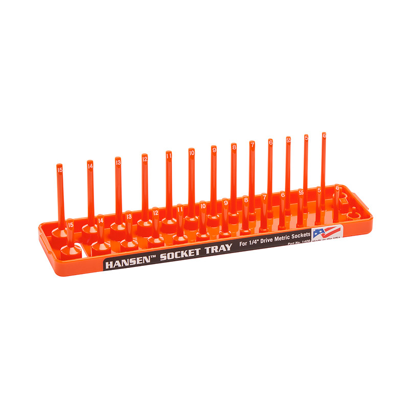 Hansen Global 1/4" Drive Socket Tray Holder Set Metric SAE Standard Deep Orange gallery