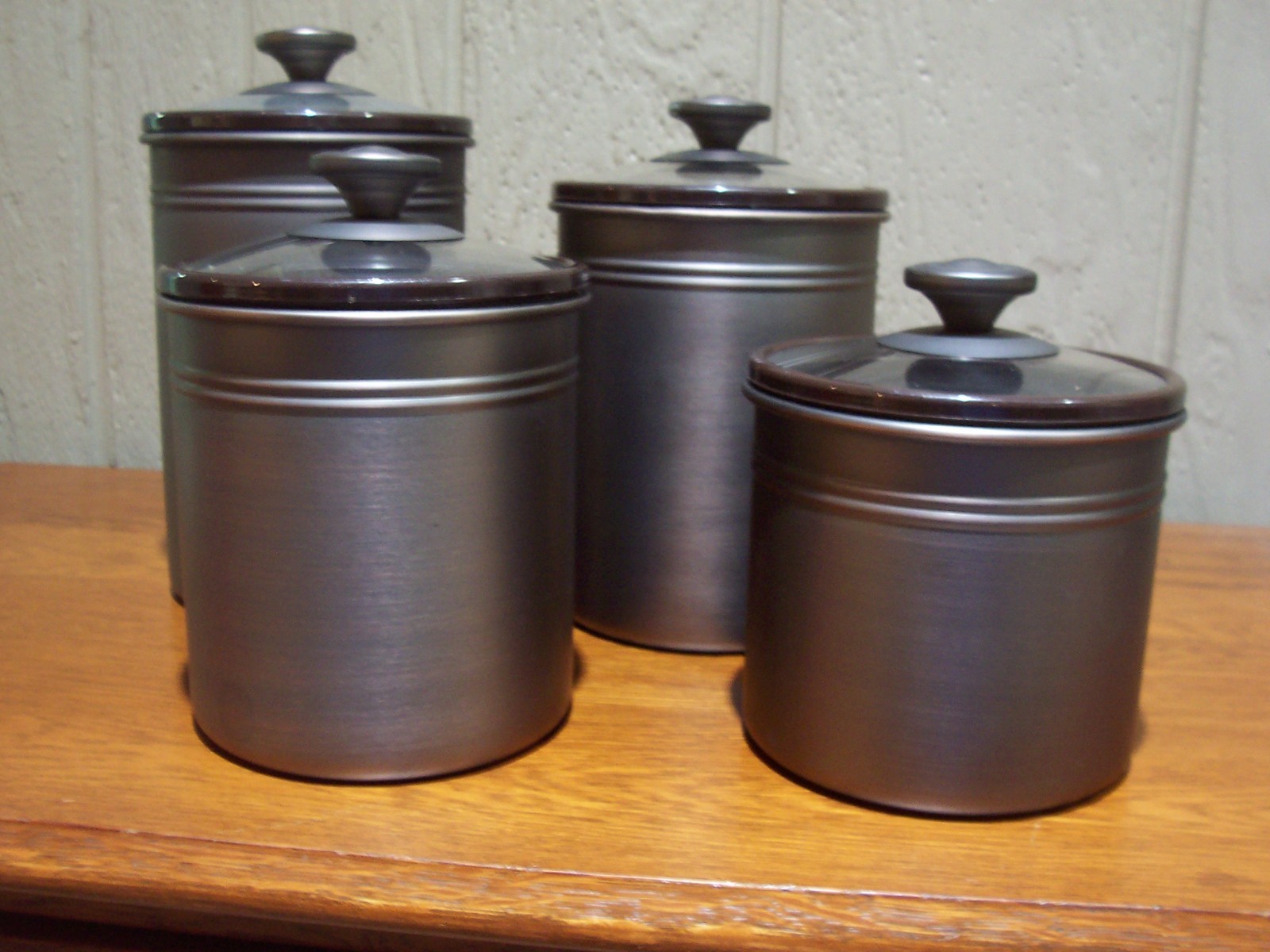 Brushed Bronze Kitchen Canisters, Glass Seal Tight Lids. Set of 4 gallery