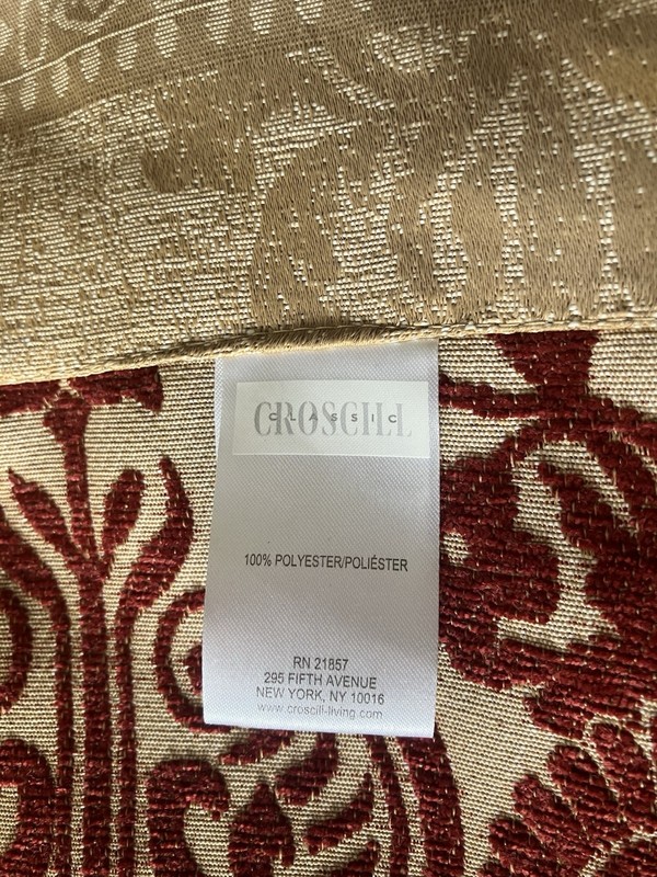 One(1) Croscill Classic Patterned Damask Valance Rust Gold 20”x86” gallery