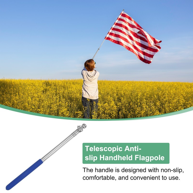 4-Pack 3.28Ft/1M Telescopic Flag Pole with Clips Blue gallery