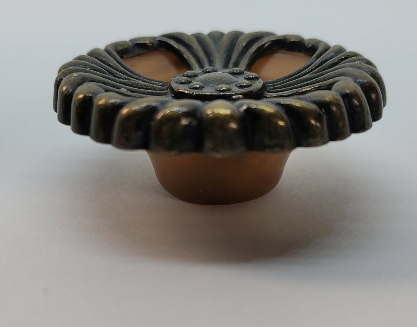 2" Round Bakelite Zinc Diecast Waterfall style knob pull mid century modern rust gallery
