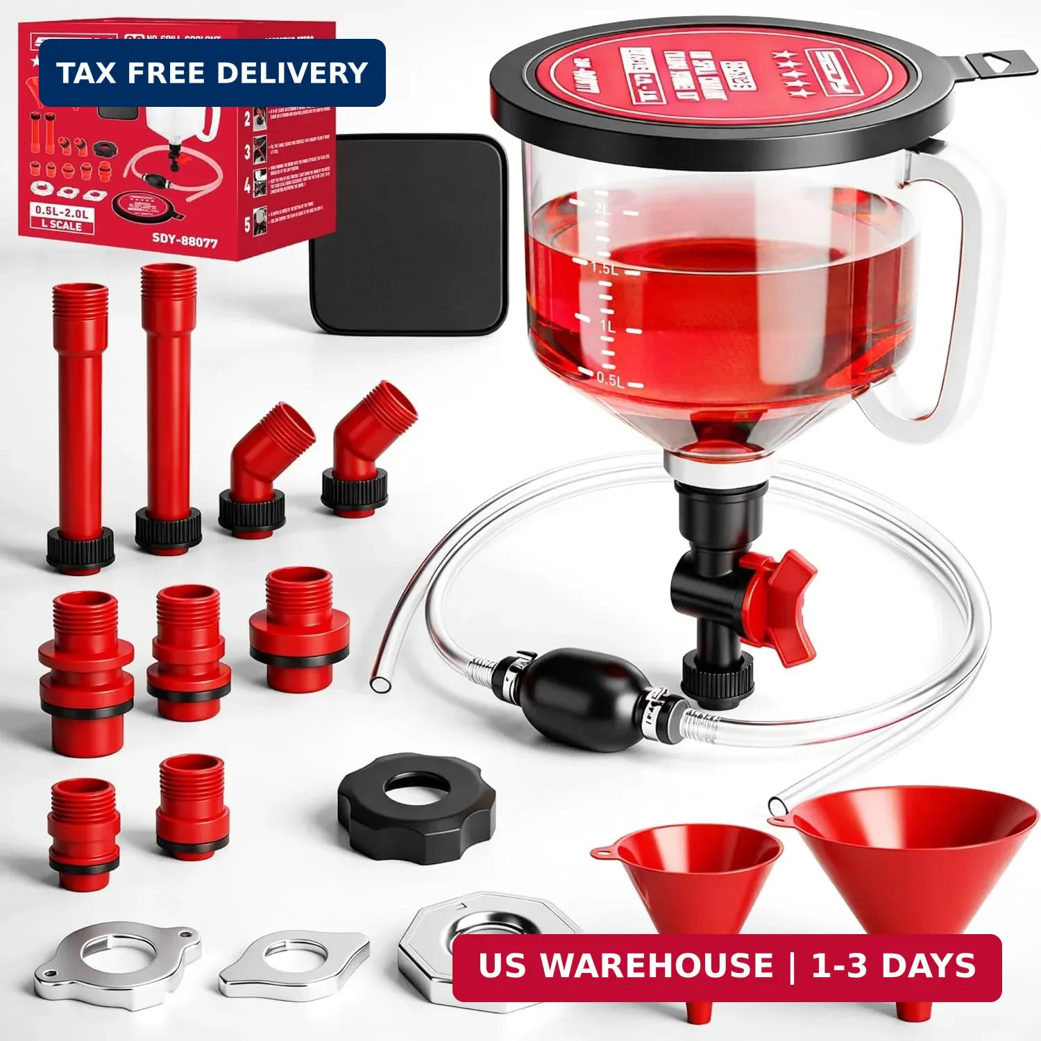 22-Piece No-Spill Coolant Filling Funnel Kit and Siphon Hose Pump, Radiator Cool gallery