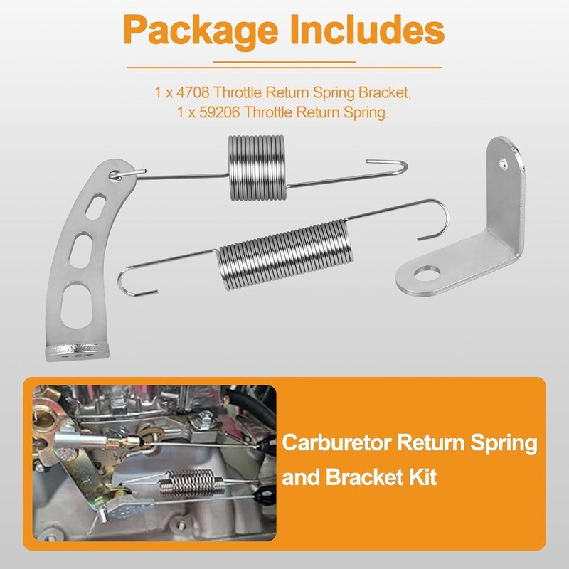 Complete Carburetor Return Spring Kit - Metal Bracket & Throttle Spring Included gallery