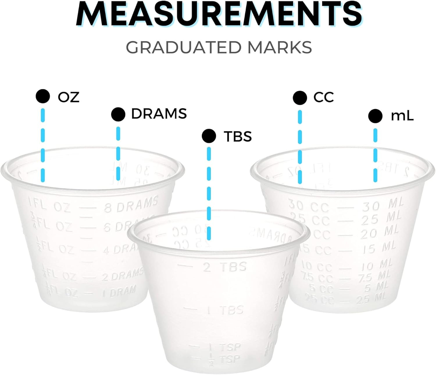 Disposable Graduated Medicine Cups 1 oz 100 Count Clear Measuring Resin Mixing gallery