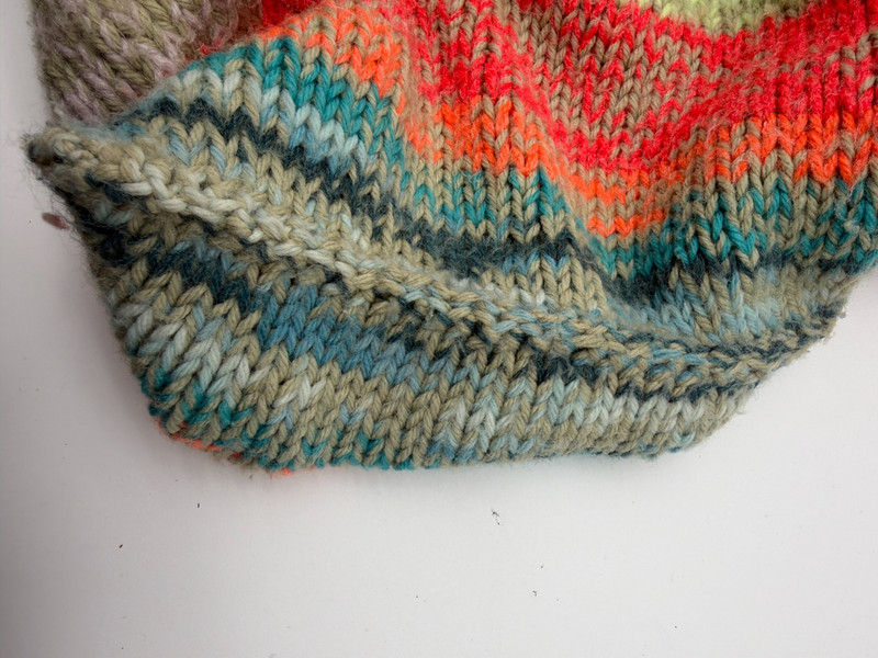 Wool Multi Color Crochet Blanket Double Thick Folded 4lbs 35x60 inches gallery