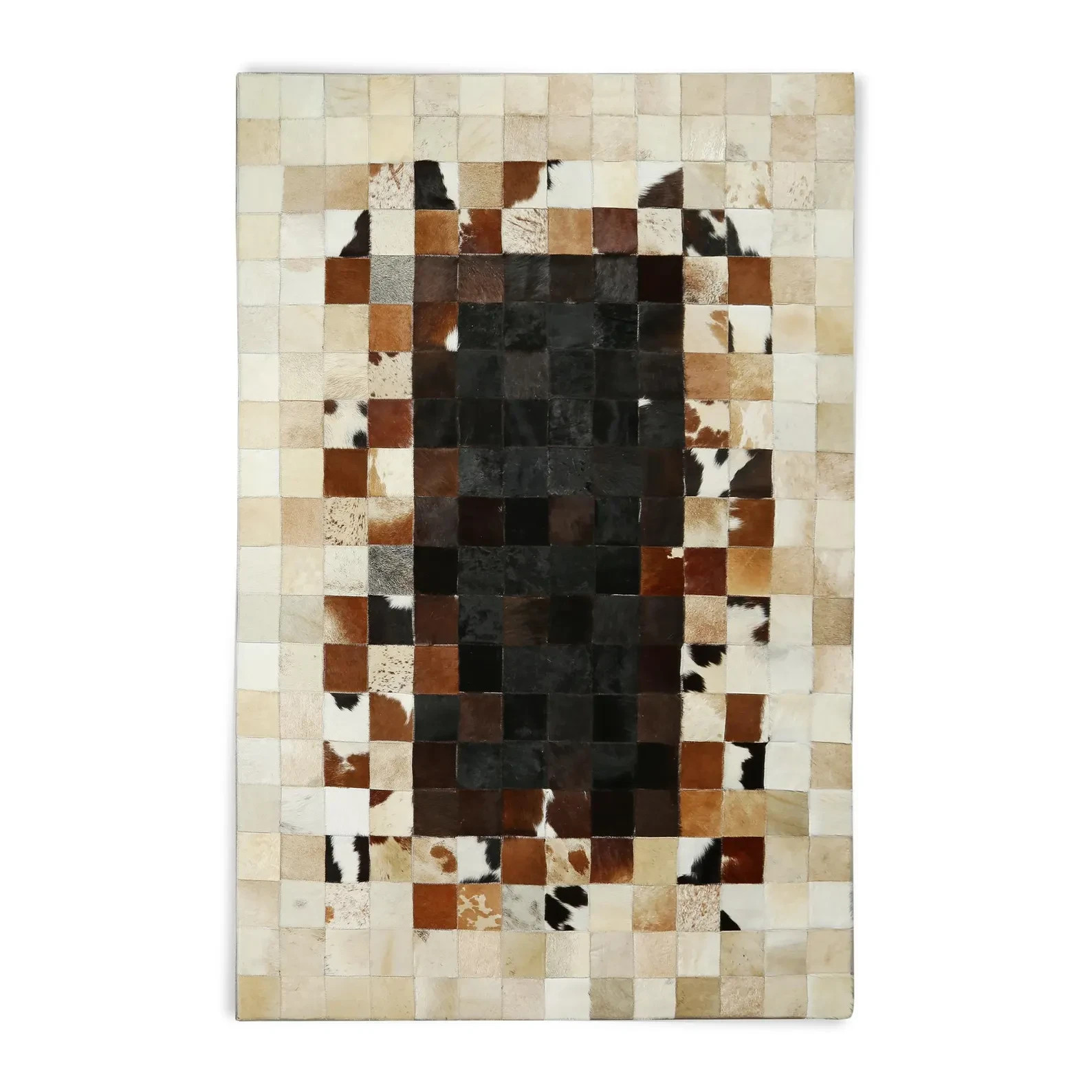 Luxury Handmade Leather Rug Geometric Cowhide Area Carpet gallery