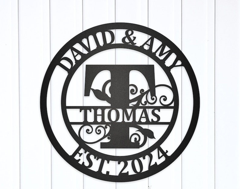 Custom Metal Monogram, Personalized Family Name Metal Sign, Housewarming Gift gallery