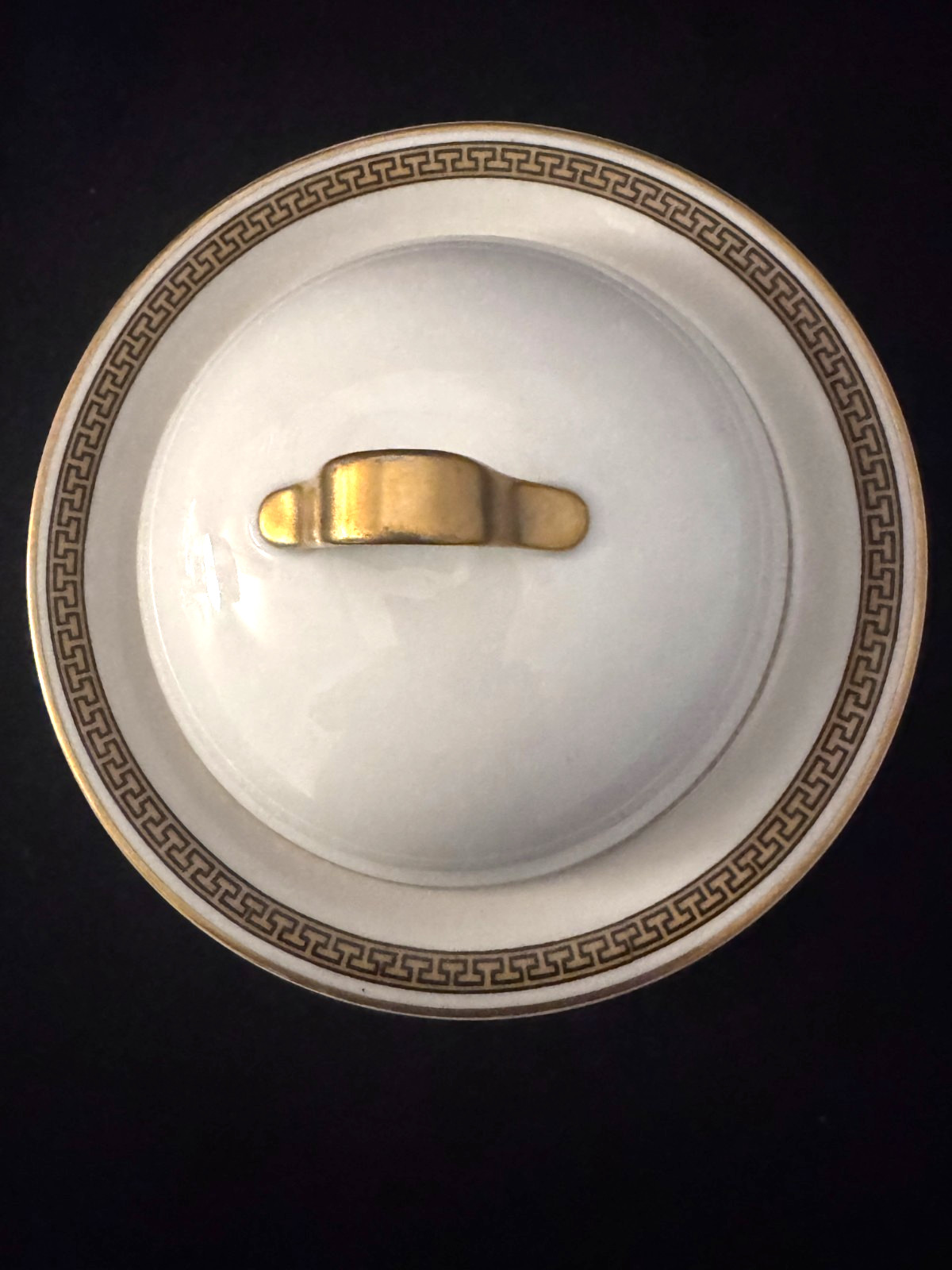 Theodore Haviland Limoges 3 Piece Butter Dish Black Gold Greek Key c. 1903 HTF gallery