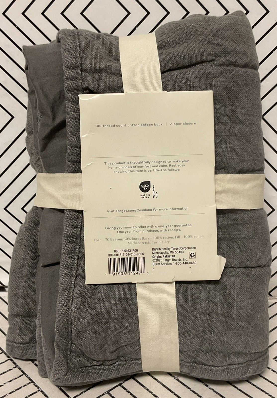 🥥 Casaluna Standard Heavyweight Linen Blend Quilt Pillow Sham Dark Gray🆕 gallery