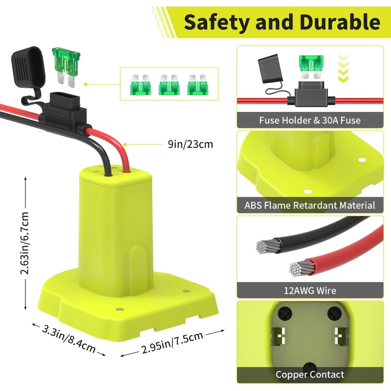 Adapter Compatible with Ryobi 18V Battery Conversion Kit Including Fuses ,2 Pack gallery