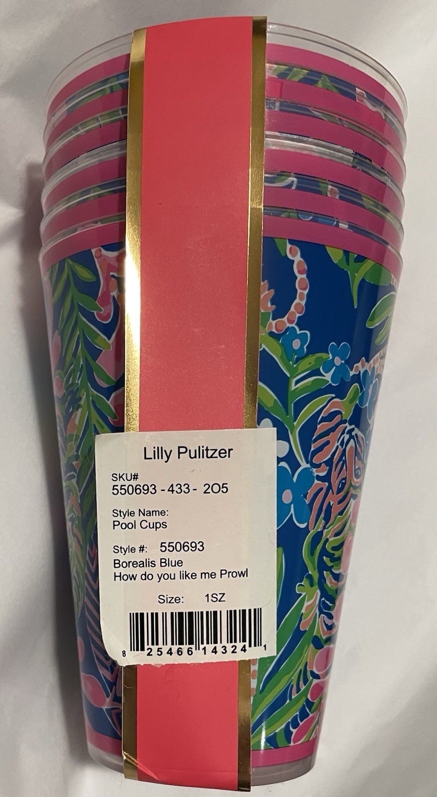 Lilly Pulitzer New 6 Reusable Plastic Pool Cups How You Like Me Prowl 14 Oz gallery