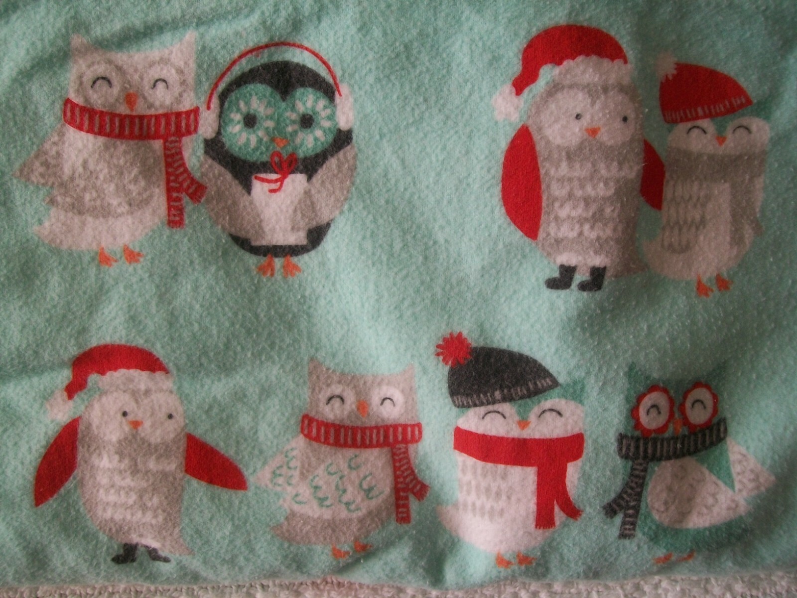 Fleece Sheet Blanket Fabric Lot Owl Print Purple Gray Red White Black Blue Green gallery