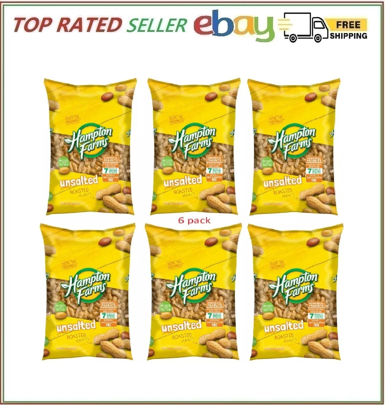 6-pack Hampton Farms Unsalted In-Shell Peanuts (5 lbs.) gallery