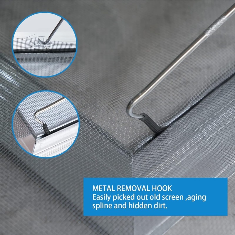 Screen Repair Kit - Screen Roller Tool with Bearing, Screen Retainer Spline(32ft gallery