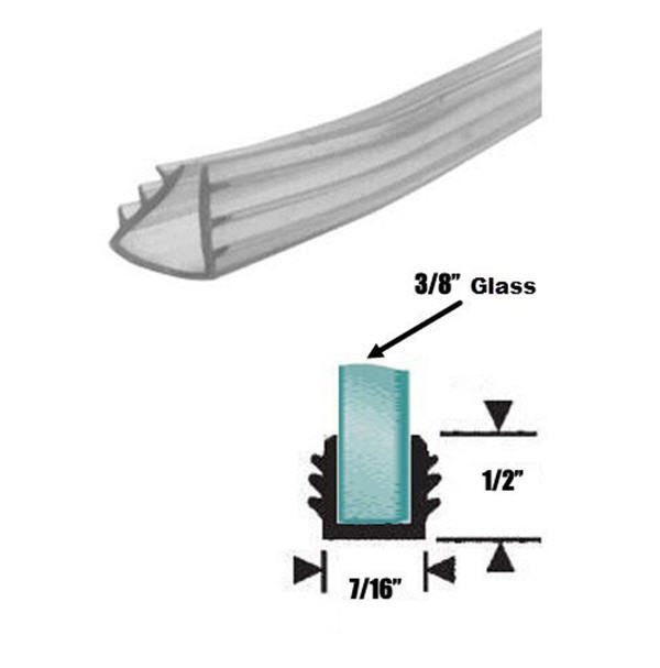 Clear Shower Door Replacement Glazing Vinyl for 3/8" Glass - 16 ft gallery