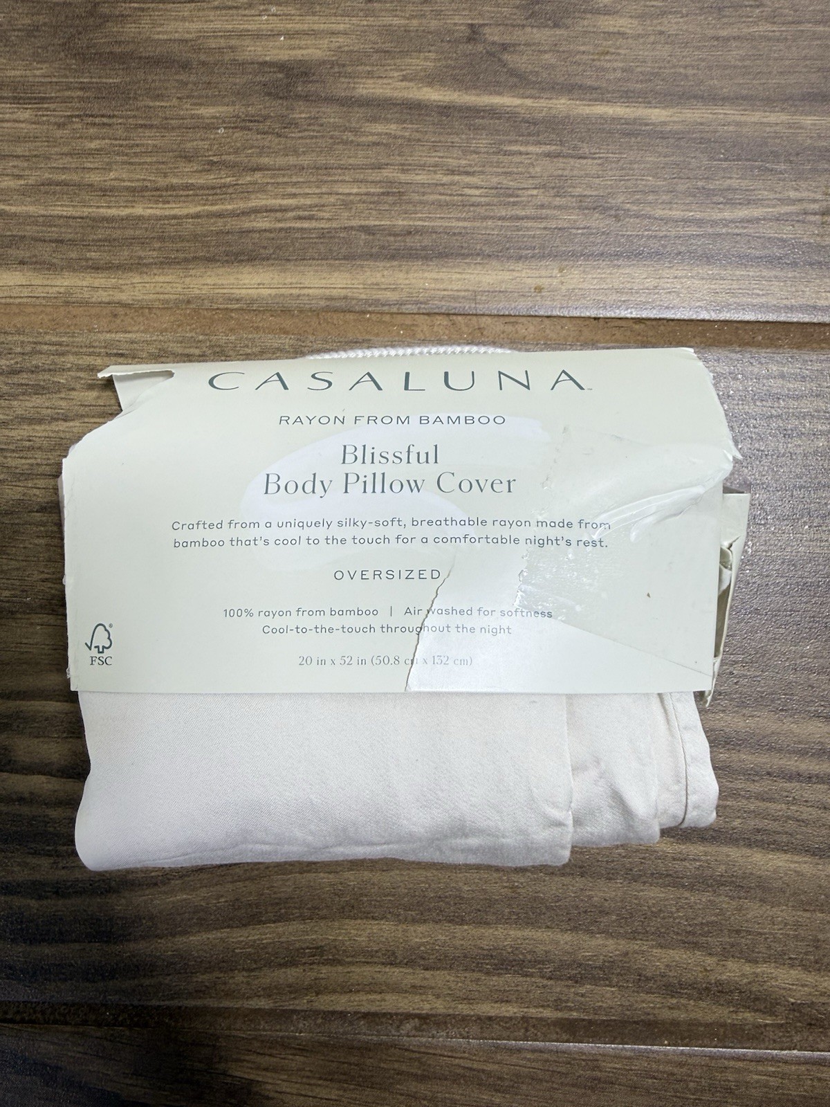 Blissful Rayon from Bamboo 400 Thread Ct Body Pillow Cover Natural - Casaluna gallery