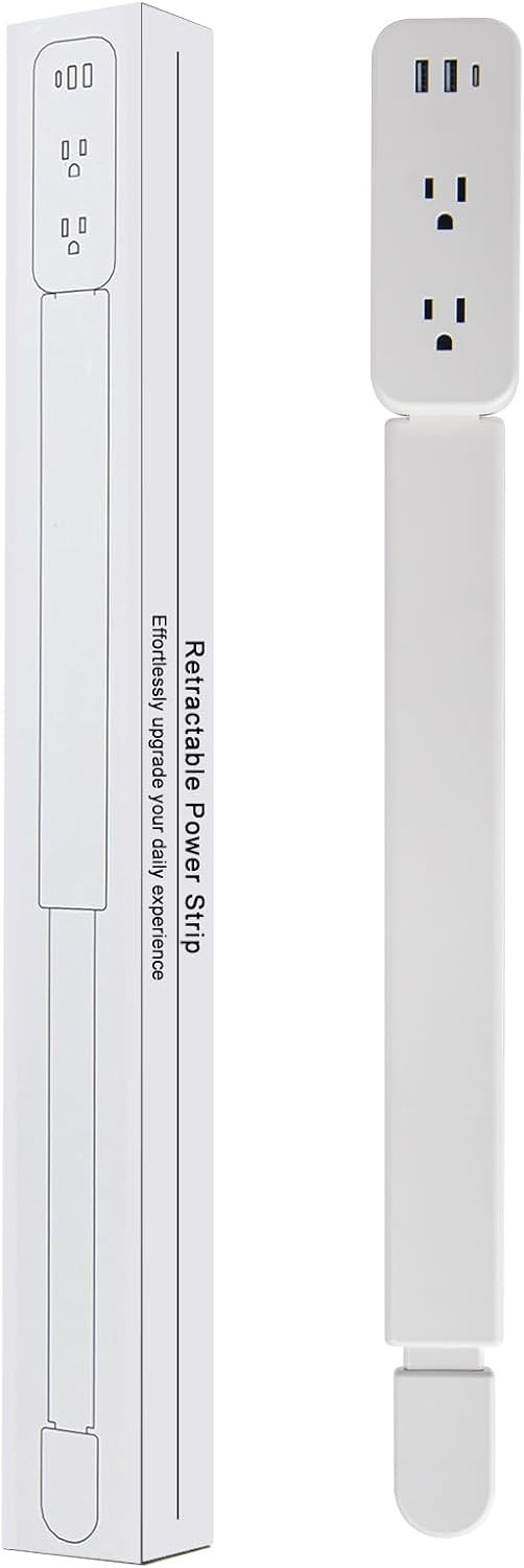 Outlet Extender Stick 22-34" USB-A USB-C 2 AC Outlets 180° Rotate for Hard-to-Re gallery
